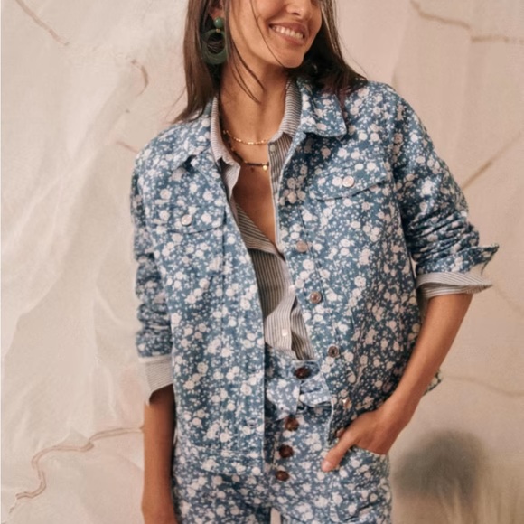 Sezane Jackets & Blazers - NWT sezane wilfrield jacket size S two tone blue flower print